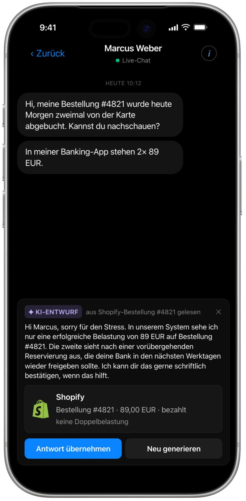 KI-Copilot-Antworten per Tap.
