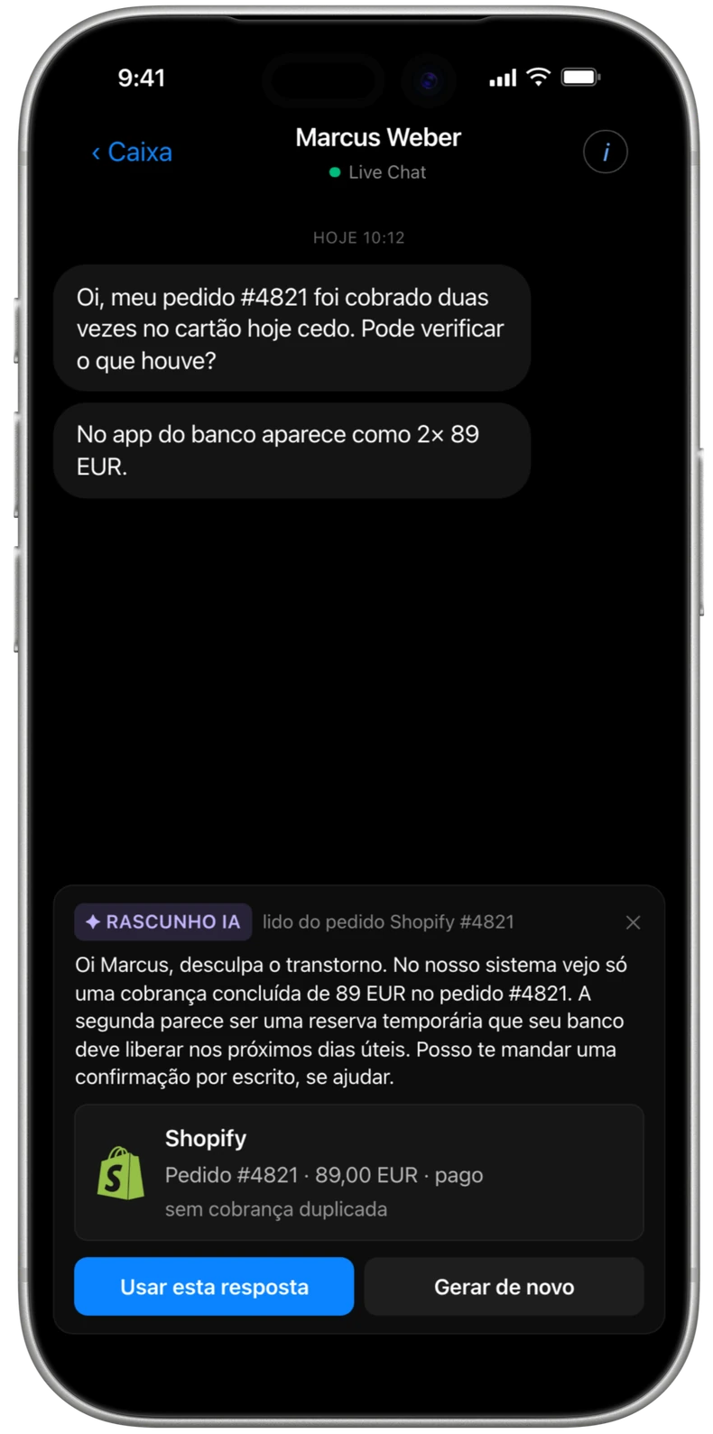 Respostas do AI Copilot em um toque.